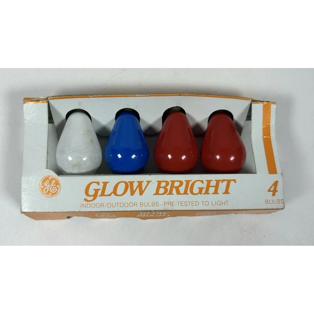 GE Glow Bright C7 Christmas Light Bulbs Replacement NOS Multi Color VTG
